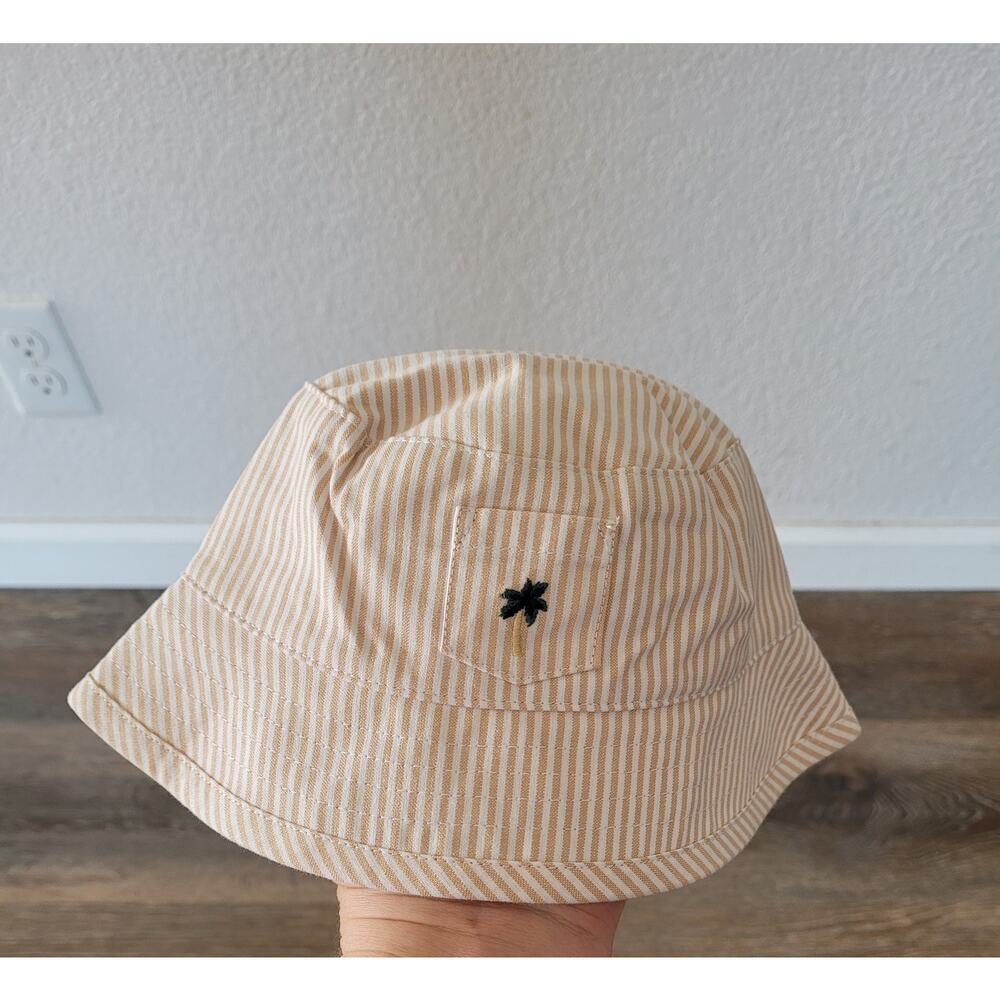 Janie and Jack Baby Sun Bucket Hat Striped Palm Tree Adjustable Chin Strap‎ #8